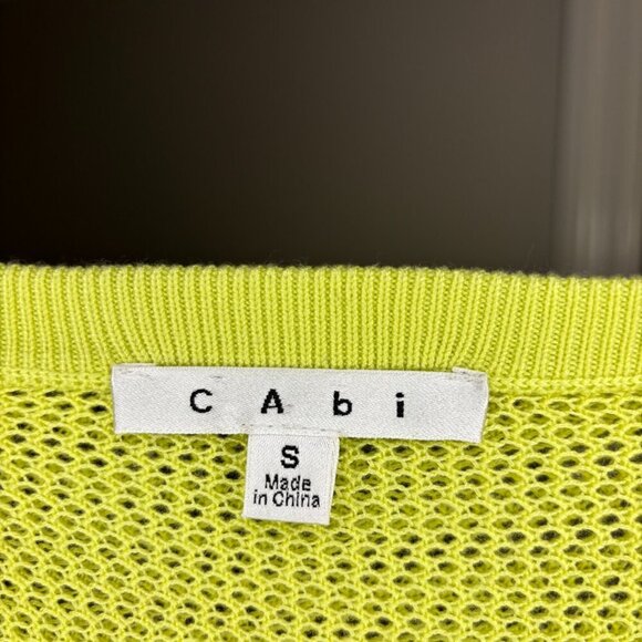 CAbi Lightweight Fly Away Mesh Sweater Womens S Chartruesse Long Sleeve - Picture 8 of 8
